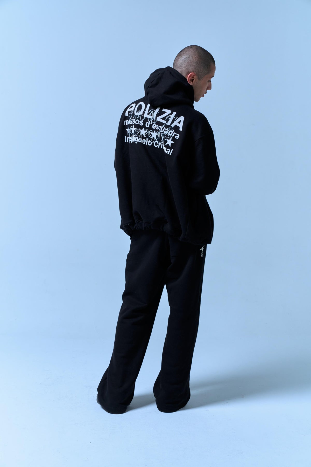 POLIZIA BLACK FLARED SWEATPANTS