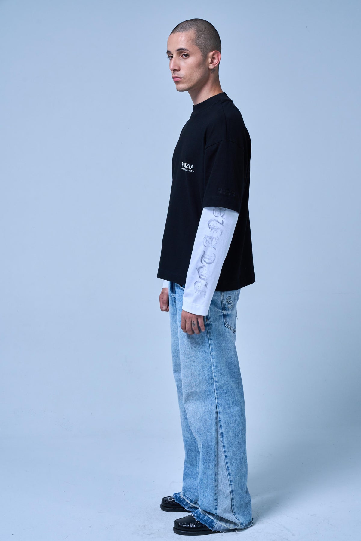 POLIZIA BLACK/WHITE DOUBLE SLEEVE