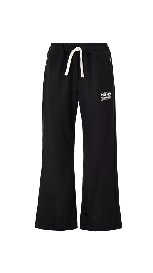 POLIZIA BLACK FLARED SWEATPANTS