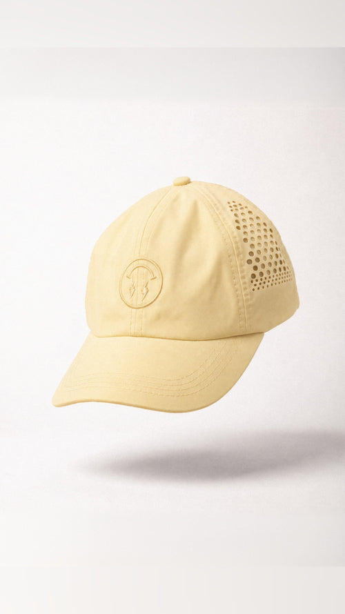 J BALVIN LASER CUT 6 PANEL CAP YELLOW