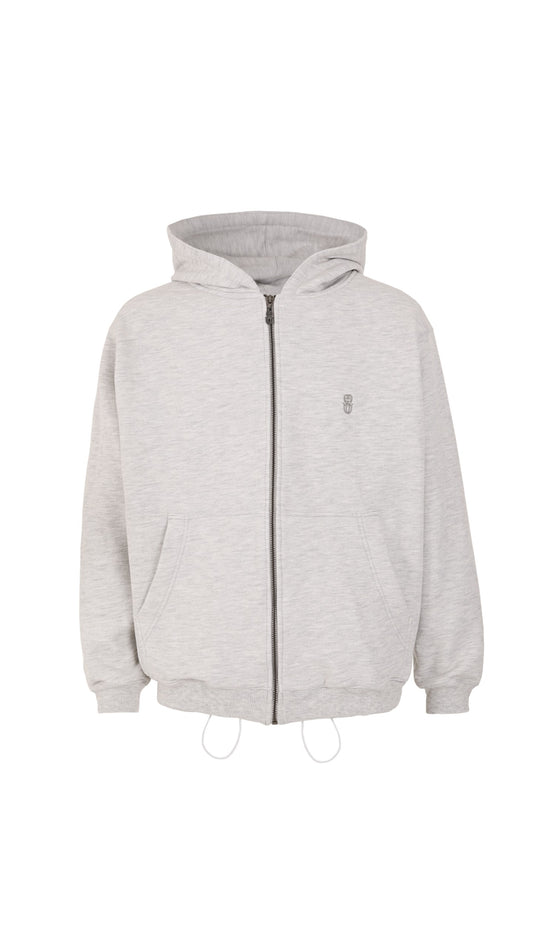 MONOGRAM GRAY ZIPPER HOODIE