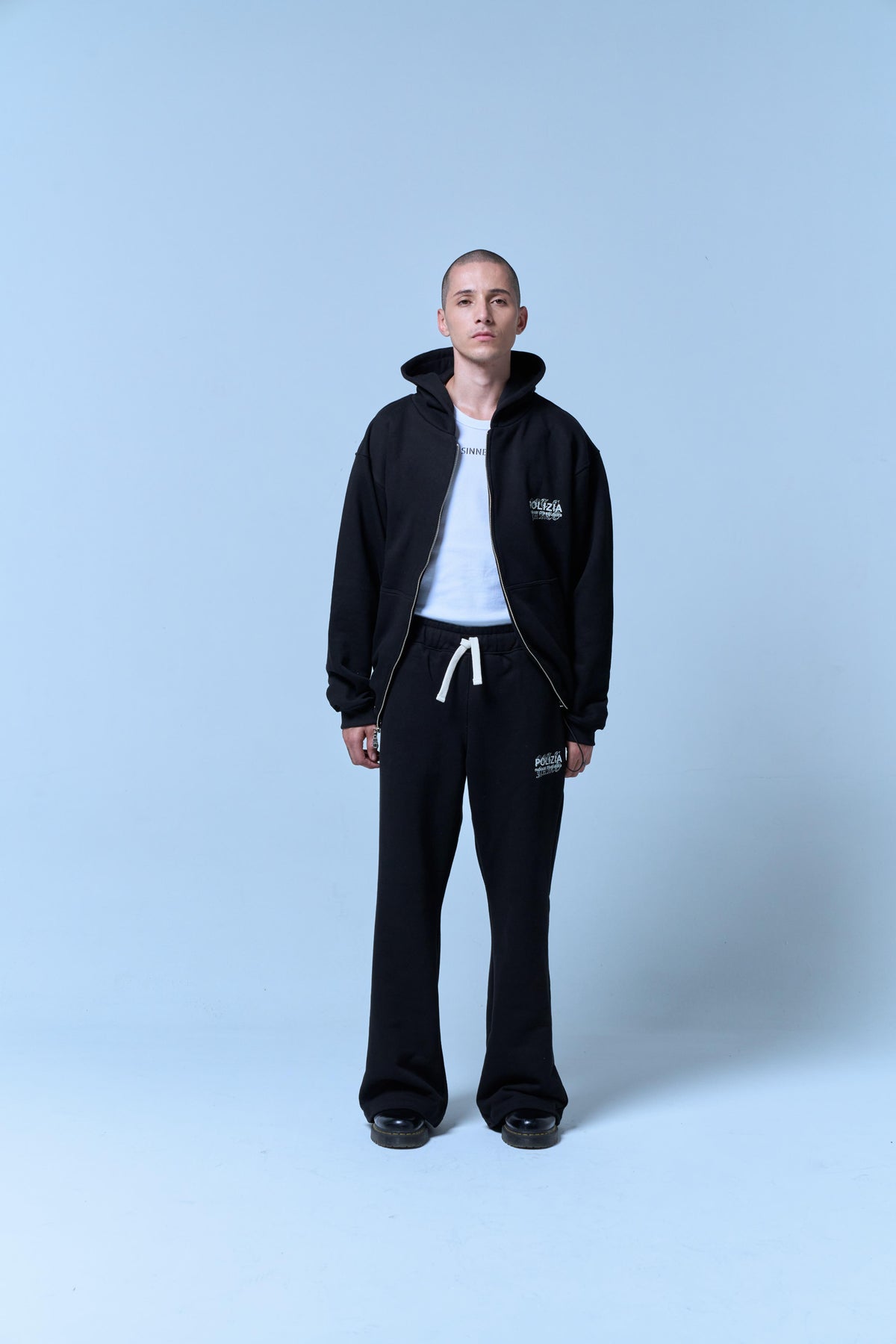POLIZIA BLACK FLARED SWEATPANTS