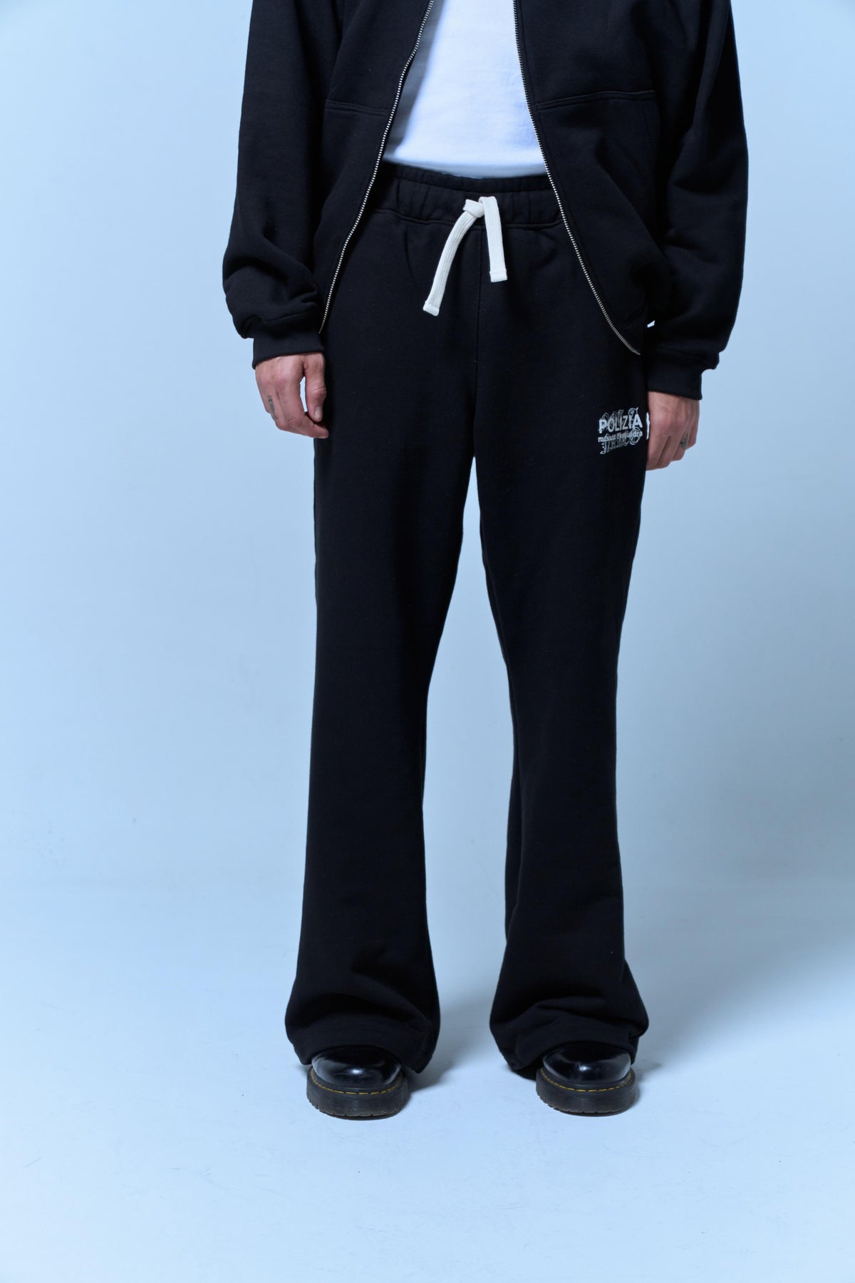 POLIZIA BLACK FLARED SWEATPANTS