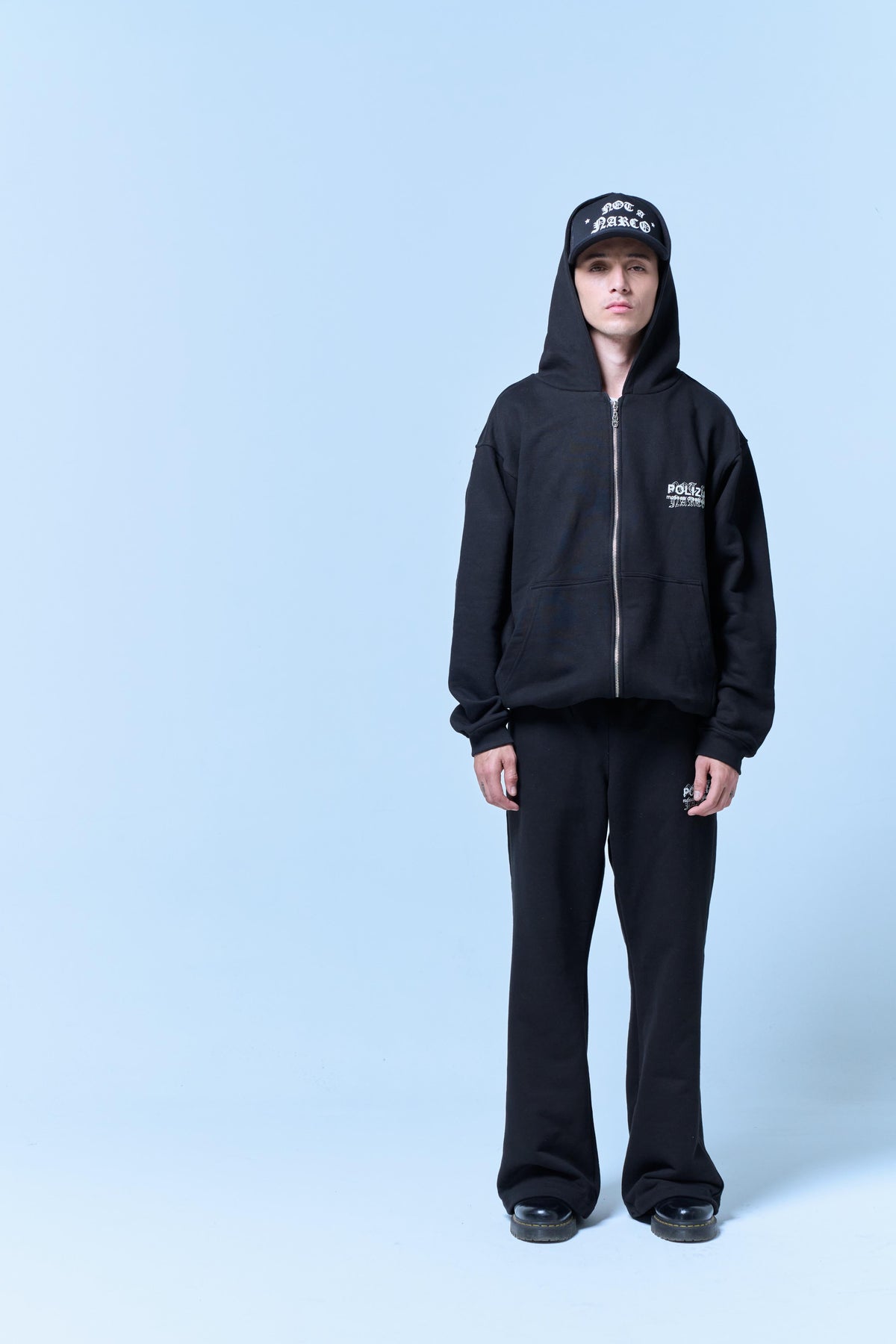 POLIZIA BLACK FLARED SWEATPANTS