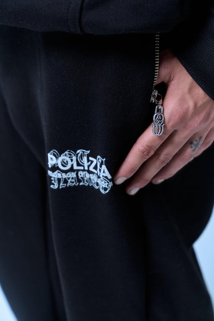 POLIZIA BLACK FLARED SWEATPANTS