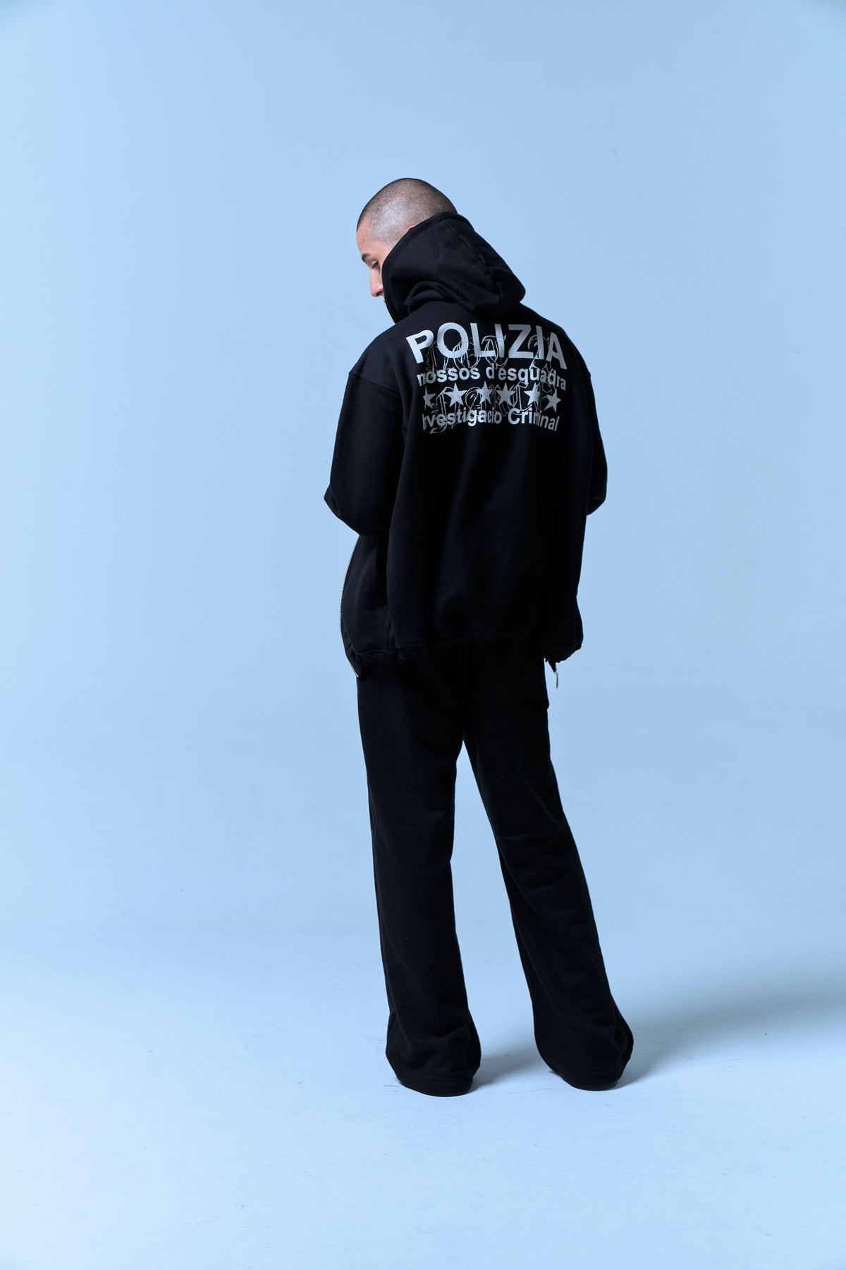 POLIZIA BLACK FLARED SWEATPANTS
