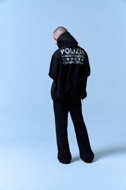 POLIZIA BLACK FLARED SWEATPANTS