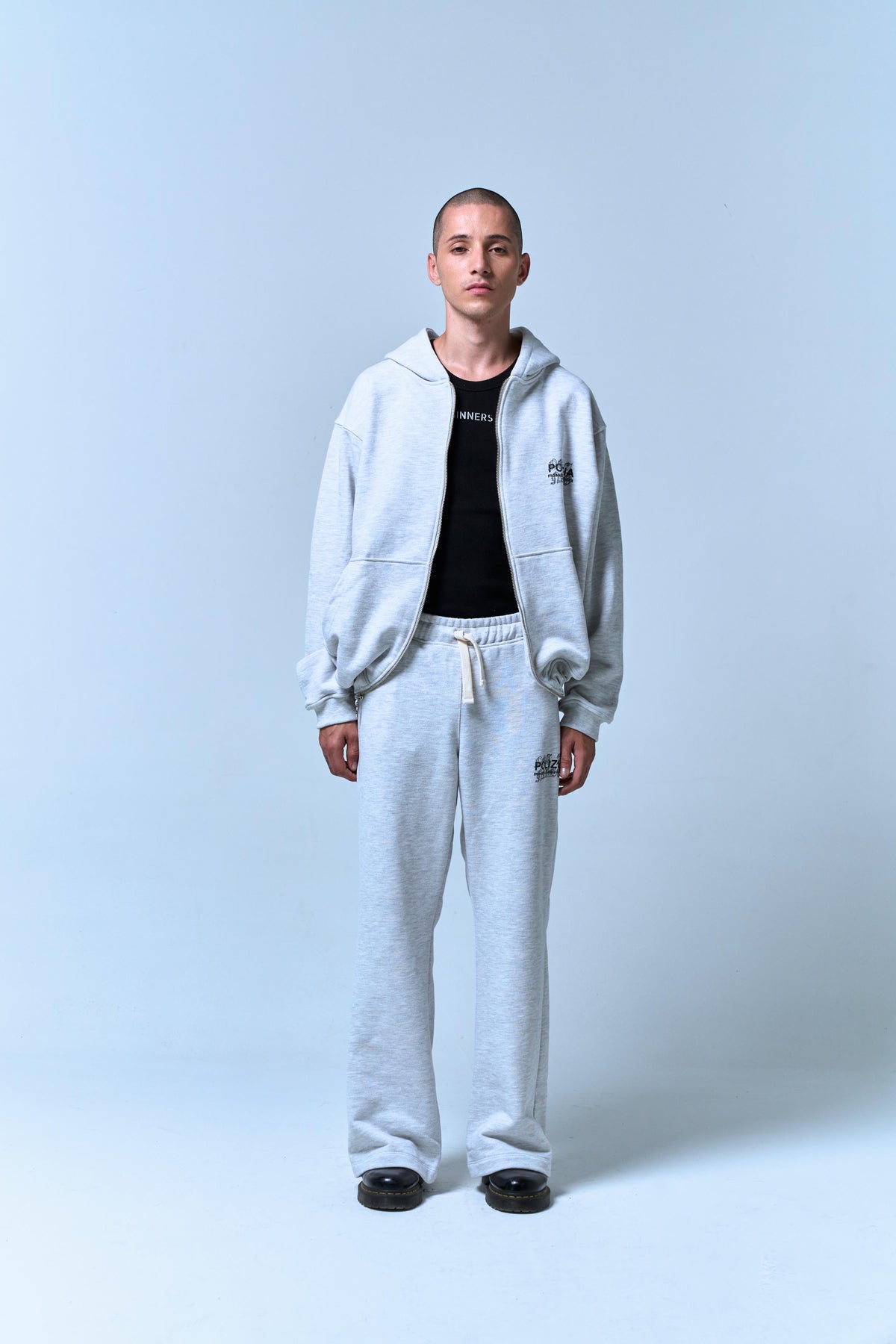 POLIZIA GRAY FLARED SWEATPANTS