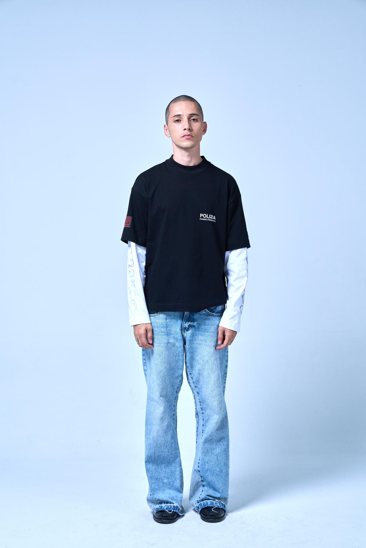 POLIZIA BLACK/WHITE DOUBLE SLEEVE