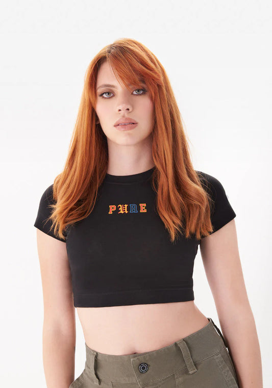 COLLEGE BLACK CROP TOP