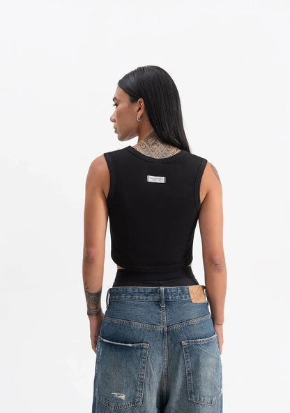 KNOCKOUT BLACK CROP TOP