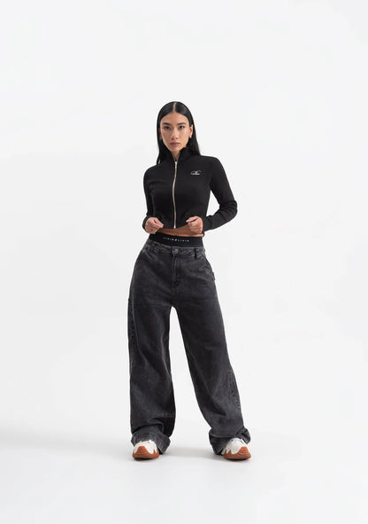 KNOCKOUT BLACK ZIP WOMAN JACKET