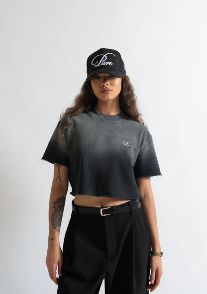 MONCLAIR WASHED BLACK CROP TOP
