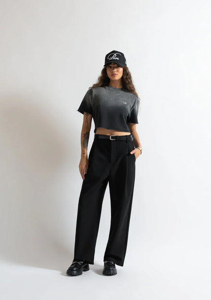 MONCLAIR WASHED BLACK CROP TOP